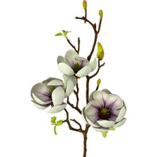 Nettenevime Yapay Çiçek Eva Yeşil Manolya 3 Çiçekli Uzun Dal 70CM Gerçeksi Doku