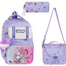 Alanç Gift Kapaklı Kalp Aksesuarlı Ortopedik Sırt Destekli İlkokul Çantası Termal Beslenme ve Kalemlik