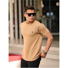 Comstar Erkek Slim Fit Waffle Kumaş Sıfır Yaka Nakışlı T-Shirt