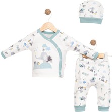 Kidzes Yenidoğan Desenli 3 Parça Hastane Çıkışı Zıbın Takımı Kız-Erkek