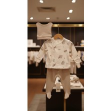 Kidzes Yenidoğan Desenli 3 Parça Hastane Çıkışı Zıbın Takımı Kız-Erkek