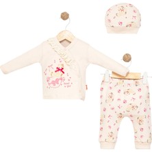 Kidzes Yenidoğan Desenli 3 Parça Hastane Çıkışı Zıbın Takımı Kız-Erkek