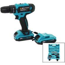 Go İthalat Mavi 1250 Rpm Bn-5 F-136 Cordless Drıll Full ŞARJLI=24V=5.0AH - 2 Batarya Matkap Seti Çantalı (5250)