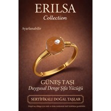 Erilsa Sertifikalı Duygusal Denge Enerji Yüzüğü – Güneş Taşı Ayarlanabilir Gold Ince Aslan Koç Yay Burcu