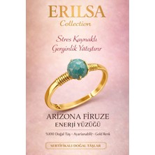 Erilsa Sertifikalı Stres ve Sinir Denge Yüzüğü – Arizona Firuze Taşı Ayarlanabilir Gold Yay Kova Burcu