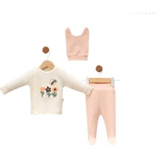 Kidzes Yenidoğan Desenli 3 Parça Hastane Çıkışı Zıbın Takımı Kız-Erkek