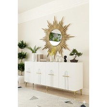 Yumedi Design KA1808B - Shumen Konsol, Tv Sehpası, Çok Amaçlı Dolap ve Kahve Köşesi 180CM Beyaz