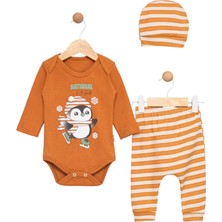 Kidzes Yenidoğan Desenli 3 Parça Hastane Çıkışı Zıbın Takımı Kız-Erkek