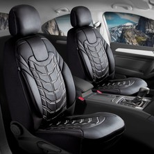 Mk Express Mk -Ford Fiesta Yeni Uyumlu Deri Oto Koltuk Kılıfı 5 Li Set Classy Serisi Siyah Beyaz Nakışlı Renk
