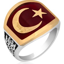 Gumush ​gümüş Ay Yıldız Erkek Yüzük