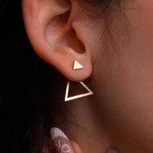 Silvesra 925 Ayar Gümüş Geometrik Üçgen Tasarım Küpe