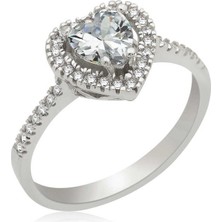 Gumush Gümüş Kalpli Bayan Yüzük