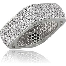 Gumush Gümüş 5 Sıra Köşeli Tamtur Bayan Alyans Yüzük