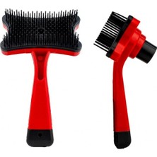 Marsilyan Evcil Hayvan Tarak - Kendini Temizler Fırça - Kırmızı