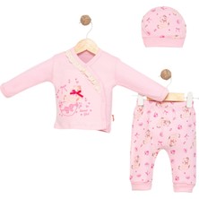 Kidzes Yenidoğan Desenli 3 Parça Hastane Çıkışı Zıbın Takımı Kız-Erkek