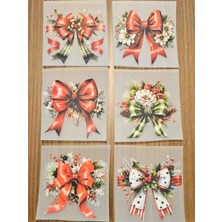 Patiska Tasarım 6 Adet Yılbaşı Fiyonk Dtf Baskı 7 cm – Kıyafet, Jüt Ip ve Jüt Kumaş Uyumlu Transfer Baskı