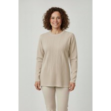 Ravencia Kadın Triko Mevsimlik Soğuk Iplik Bisiklet Yaka Genç Anne Kazak