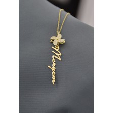 Papatya Silver 925 Ayar Gümüş Gold Kaplama Meryem Yazılı Rüzgar Gülü Kadın Kolye Rüzgar