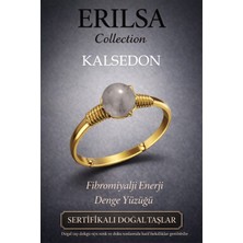 Erilsa Sertifikalı Fibromiyalji Enerji Denge Yüzüğü – Kalsedon Taşı Ayarlamalı Gold Ince  Balık Kova Burcu