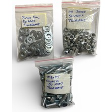 Tuna Civata M6X25MM+M6 Somun+8mm Pul 150 Parça