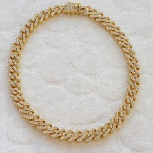Canka 1,2 cm Taşlı Cuban Gold Zincir Unisex