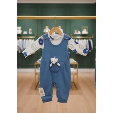 Kidzes Kız-Erkek Bebek Ayıcıklı Raporlu Zıbınlı Salopet-Tulum %100 Pamuk