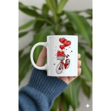 Sartre Art "aşk Bisikleti Aşk Kupası" Sevgililer Günü Özel Hediye Tasarımlı Porselen Kupa Bardak