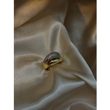 MonCherietr Aureva Pirinç Üzeri Altın Kaplama Yüzük