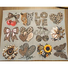 Patiska Tasarım 12 Adet Leopar Desenli Dtf Baskı 7 cm – Kıyafet, Jüt Ip ve Jüt Kumaş Uyumlu Transfer Baskı