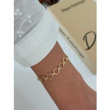 Marsel Altıgen Desenli Zarif 14K Xp Gold Bileklik