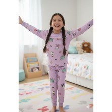 Alkın Kids 3-8 Yaş Kız Çocuk %100 Pamuklu Kuromi Desenli Uzun Kollu Pijama Takımı