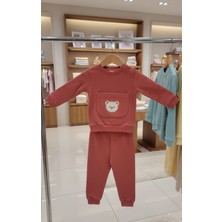 Kidzes Raporlu Ayıcık Cepli̇ %100 Cotton 2'li̇ Bebek Takımı Uni̇sex