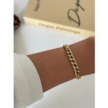 Marsel Özel Seri Ortası Zirkon Taşlı Orta Kalın Xp Zincir Gold Bileklik