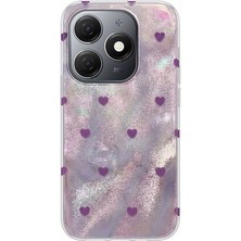 Tecno Spark 20C Uyumlu Kılıf Zebana Pink Heart Silikon Kılıf Lila
