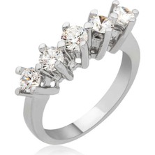 Gumush Gümüş Uzun Tırnaklı 5 Taş Bayan Yüzük