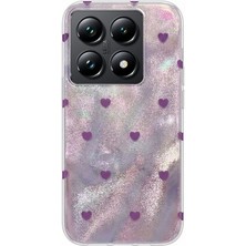 Xiaomi Mi 14T Pro Uyumlu Kılıf Zebana Pink Heart Silikon Kılıf Lila