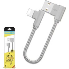 Marsilyan Ally Iphone Lightning Eğik Başlı Halat USB Kablo 20CM-(5775)