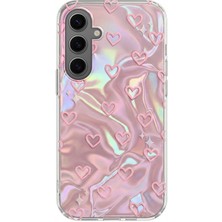 Samsung Galaxy S25 Fe Uyumlu Kılıf Zebana Pink Heart Silikon Kılıf Pembe