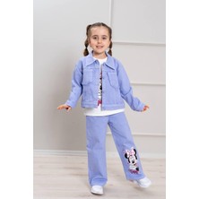 Serenad Kids Ideal Sepet-Yeni Sezon M.mause Desenli 3 Lü Pantolon Ceket ve Tshirt Takım 3-10 Yaş