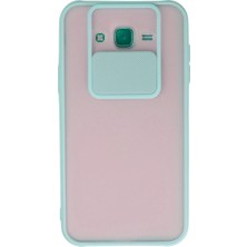 Buğz Samsung Galaxy J7 Kılıf Palm Buzlu Kamera Sürgülü Silikon - Turkuaz