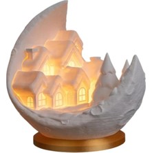 LTG Nova Eco Lounge Yarım Ay Kış Köyü Lamba 14 cm – LED Mum Dahil Işıklı Dekor