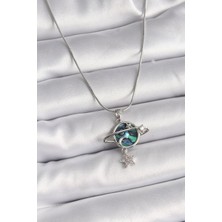 Ayder Timya 316L Çelik Gümüş Renk Zincir Zirkon Taşlı Gezegen Model Kadın Kolye - TJ-BKO9478 TG/TMYA1395 218457