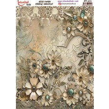 E Hobici Pirinç Dekopaj Kağıdı 30X42CM PT-071 Çiçekler