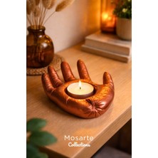 Mosarte El Yapımı Bakır El ve Damla Tasarım Tealight Mumluk Seti / Dekoratif Obje