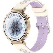 Kordify Huawei Watch Gt6 41MM Uyumlu 3D Çiçek Desenli Silikon Kordon Tokalı – Şık & Konforlu