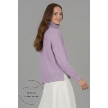 Sermoda Balıkçı Yaka Kazak - Boğazlı Triko Kadın 285 Kazak Lila