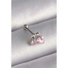 Ayder Timya 316L Çelik Gümüş Renk Pembe Zirkon Taşlı Kalp Tragus Piercing - TJ-PR1235 TG/Tmya1395 218473