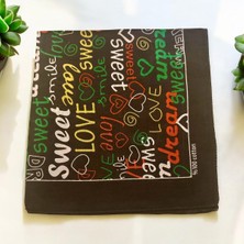 ALS Tasarım Dünyası Lacivert Renk Dream ve Sweet Yazılı %100 Koton Bandana