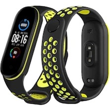 Pazarcan Mi Band 4 Spor Delikli Kordon - Siyah-Yeşil