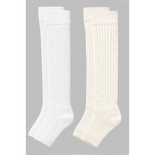 Cotenconcept 2 Çift Burunsuz Tabanlı Lastikli Diz Üstü Basic Pamuk İçerikli Tozluk